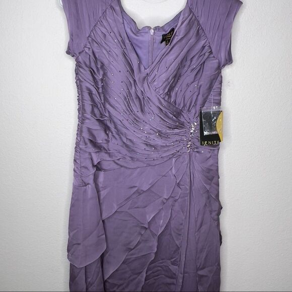 Ignite Evenings by Carol Lin Rouched Beaded Tier Dress nwt - Picture 3 of 10